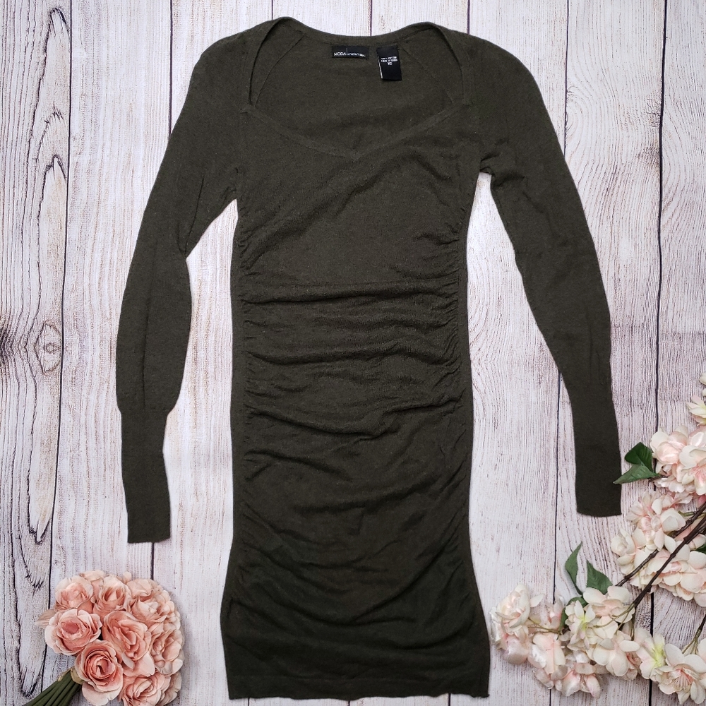 Moda International Ruched Sweater Dress